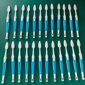 Rotary shaft type plastic toothbrush handle two shot injection molding
