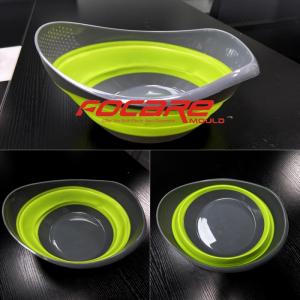 Collapsible colander strainer two color injection molding