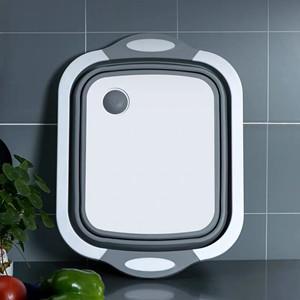 Two color mold for collapsible cutting board with dish tub  